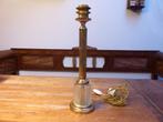 Vintage messing lamp met persglas, 41 cm., Ophalen of Verzenden
