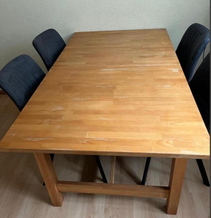 Houten Eetkamertafel, Huis en Inrichting, Tafels | Eettafels, Gebruikt, 50 tot 100 cm, 150 tot 200 cm, Vijf personen of meer, Rechthoekig
