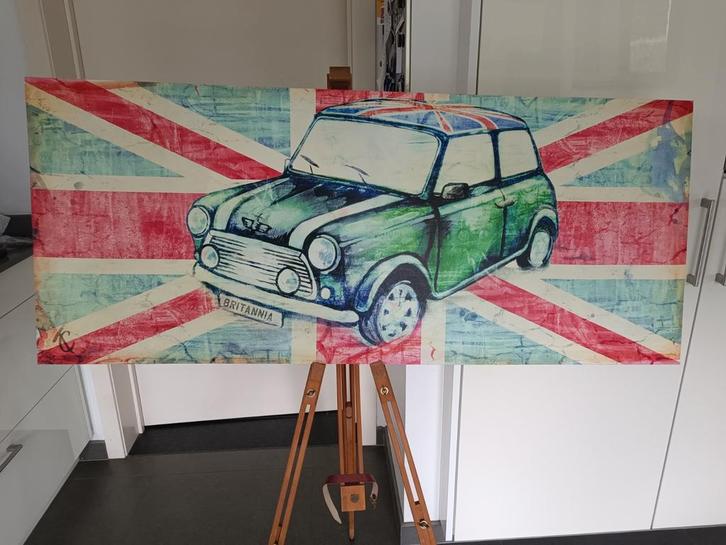 canvas Mini John Cooper Works met Union Jack, Auto diversen, Overige Auto diversen, Ophalen