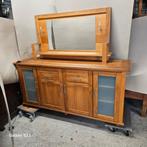 Modern eiken dressoir met spiegelopzet, Ophalen, Zo goed als nieuw, 25 tot 50 cm, 150 tot 200 cm