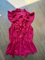 Mouwloze top met ruches fucsia maat S, Ophalen of Verzenden, Zo goed als nieuw, Maat 38/40 (M), Zonder mouw