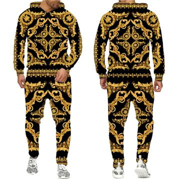 Heren barok joggingpak 1 zwart goud luxe trainingspak gouden beschikbaar voor biedingen