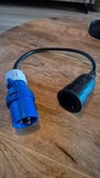 Verloopstekker Blauw/Zwart camper caravan, Ophalen of Verzenden, Gebruikt, Kabel of Snoer