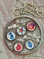 *Uniek!*rvs metalen ketting+lockethanger schelpen floaters…, Overige kleuren, Nieuw, Ophalen of Verzenden, Overige materialen
