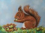 OPRUIMING Schilderij eekhoorn  met lijst - eigen werk - dier, Ophalen of Verzenden