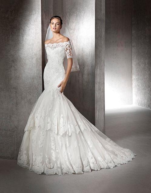 Pronovias mermaid trouwjurk boothals 38/40, Kleding | Dames, Trouwkleding en Trouwaccessoires, Zo goed als nieuw, Trouwjurk, Ophalen of Verzenden