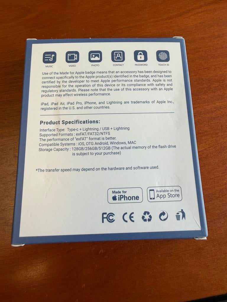Flashdrive voor iPhone backup - Lesoge MFI Licensed, Ophalen, Nieuw, 128 GB