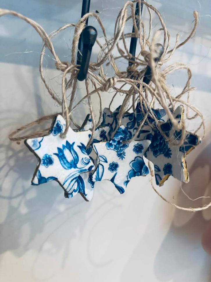 10 delfts blauwe sterren kerstballen hanger chinese vaas, Diversen, Kerst, Zo goed als nieuw, Ophalen of Verzenden