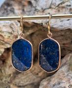 Vergulde lapis lazuli oorhangers, Sieraden, Tassen en Uiterlijk, Oorbellen, Hangers, Blauw, Nieuw, Ophalen of Verzenden