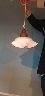 Art Deco Lamp - Wit Melkglas met Rode Rand, Gebruikt, Ophalen of Verzenden, Glas, Minder dan 50 cm
