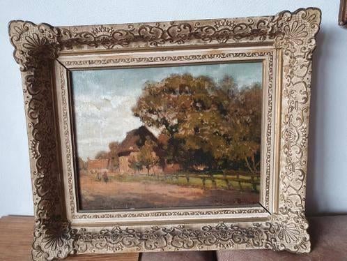 schilderij Julius v d Sande Bakhuyzen In het dorp Eext 1885, Antiek en Kunst, Ophalen
