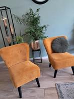 Okergele fauteuils - set van 2, Hout, Gebruikt, Minder dan 75 cm, Ophalen of Verzenden
