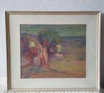 Aquarel Expressionisme stijl Edvard Munch, Antiek en Kunst, Kunst | Tekeningen en Foto's, Verzenden