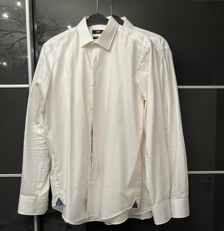 Hugo Boss Overhemd Wit 2x, Regular fit, Maat 40, Getzner, Kleding | Heren, Overhemden, Zo goed als nieuw, Halswijdte 39/40 (M)
