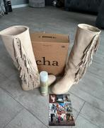 CHA , suede hoge franje laarzen  , maat 39, Hoge laarzen, Beige, Nieuw, Ophalen of Verzenden
