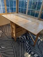 Massief houten eettafel opklapbaar, Ophalen, 100 tot 150 cm, 50 tot 100 cm, Zo goed als nieuw