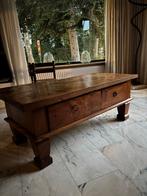 Robuuste houten salontafel met lades, Ophalen, 100 tot 150 cm, 50 tot 100 cm, Landelijk