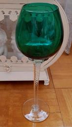 Vintage antiek groen wijnglas met gedraaide voet zie foto's, Ophalen of Verzenden