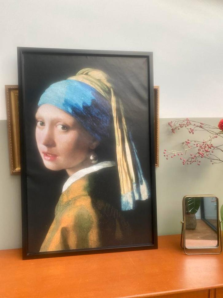 Meisje met de parel - Ingelijste print, 117x78cm, Antiek en Kunst, Kunst | Schilderijen | Klassiek, Ophalen