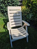 2 crème witte stevige verstelbare tuinstoelen., Ophalen, Gebruikt, Kunststof, Verstelbaar