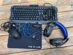 Game toetsenbord met koptelefoon, muis en muismat, Gaming toetsenbord, Ophalen of Verzenden, Zo goed als nieuw, Qwerty