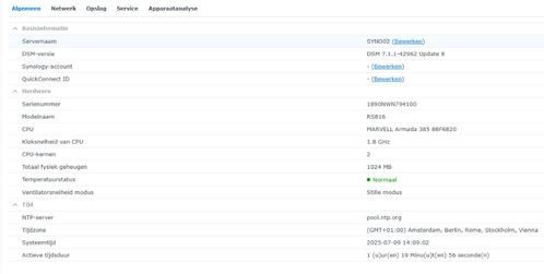 Synology RS816 + 4x 4TB schijven, Computers en Software, NAS, Refurbished, Ophalen