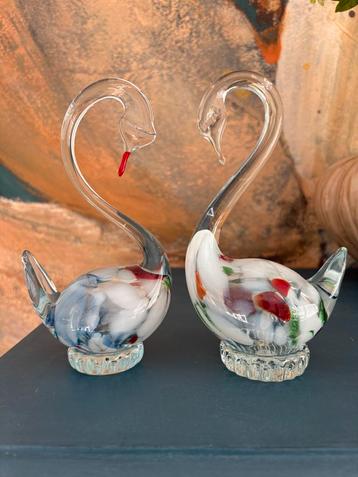 2 murano zwaantjes. 17cm beschikbaar voor biedingen