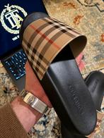 Authentieke Burberry Vintage Check Slides, Kleding | Dames, Schoenen, Ophalen of Verzenden, Zo goed als nieuw, Beige, Slippers