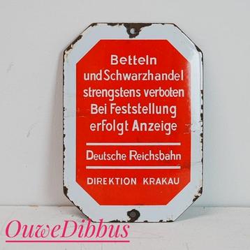 Oud Duits Reclamebord - Deutsche Reichsbahn beschikbaar voor biedingen