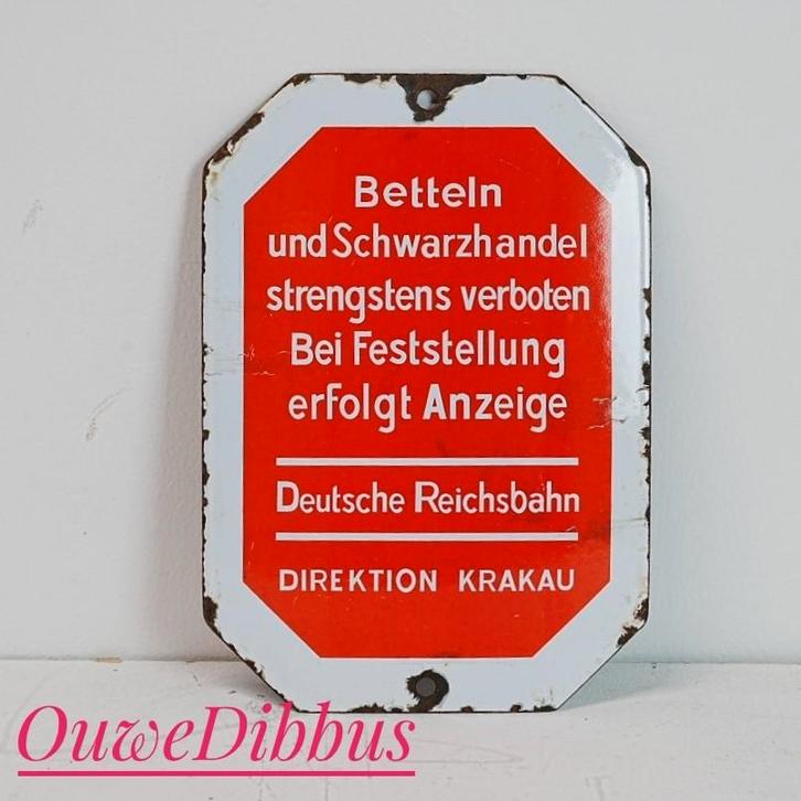 Oud Duits Reclamebord - Deutsche Reichsbahn, Verzamelen, Merken en Reclamevoorwerpen, Gebruikt, Reclamebord, Ophalen of Verzenden