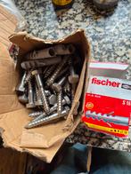 Houtdraadbouten 8x8cm - rvs 50 stuks plus pluggen 20 stuks, Doe-het-zelf en Verbouw, IJzerwaren en Bevestigingsmiddelen, Ophalen of Verzenden