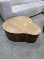 Salontafel Mari Organisch, Mangohout en Travertin Eleonora, Antiek en Kunst, Ophalen
