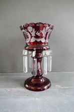 Antieke Egermann ruby red mantel luster vaas kristal, Antiek en Kunst, Verzenden