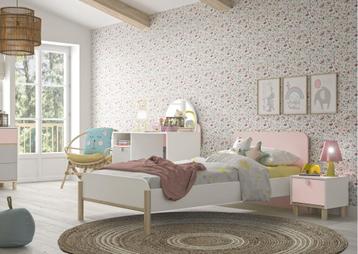 Lucia 1-persoonsbed wit/lichtroze beschikbaar voor biedingen