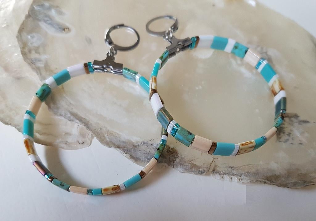 Creolen Oorbellen / Grote Hoops Glaskralen, Hangers, Overige kleuren, Verzenden, Nieuw