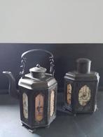 Vintage chinese tinnen theepot en pot voor thee, Ophalen of Verzenden