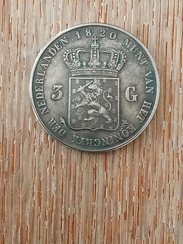 herslag zilveren 3 Gulden 1820 beschikbaar voor biedingen