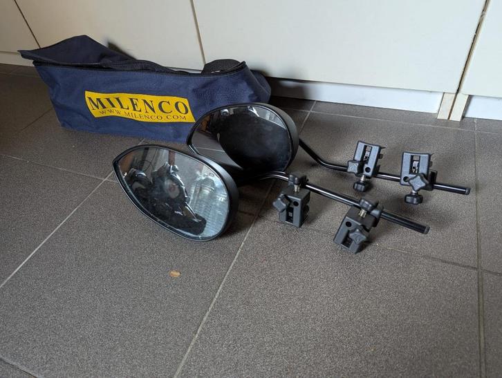 Opzet spiegels Milenco met opbergtas, Auto-onderdelen, Spiegels, Gebruikt, Ophalen of Verzenden
