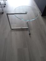 Bijzettafel Arthe 50x53 helder glas onderstel verchroomd, Glas, 55 tot 75 cm, Modern, Rond