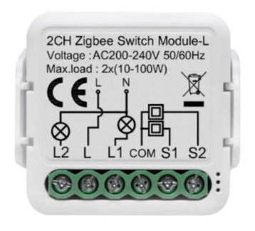 Tuya ZigBee 3.0 inbouwschakelaar 2CH zonder neutrale draad beschikbaar voor biedingen