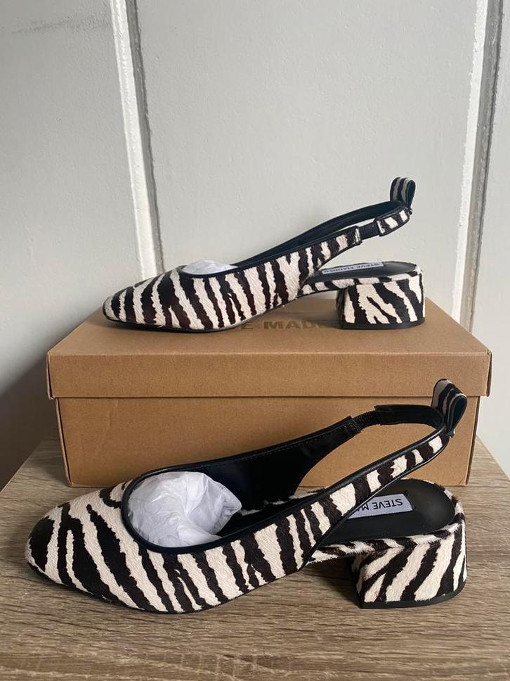 Steve madden zebra slingback hakken maat: 39, Kleding | Dames, Schoenen, Nieuw, Schoenen met lage hakken, Zwart, Ophalen of Verzenden