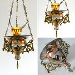 Verzilverde Godslamp verzilverd roodkoper met 3 engelen, Ophalen of Verzenden