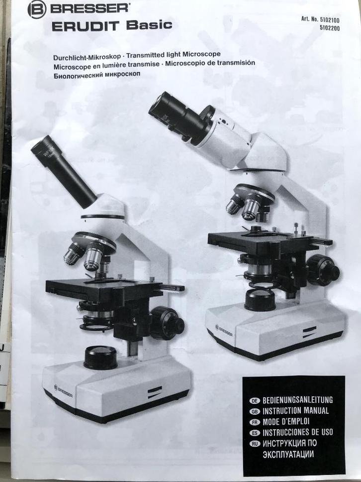 microscoop Bresser ERUDIT Basic Bino, Audio, Tv en Foto, Optische apparatuur | Microscopen, Zo goed als nieuw, Biologische microscoop