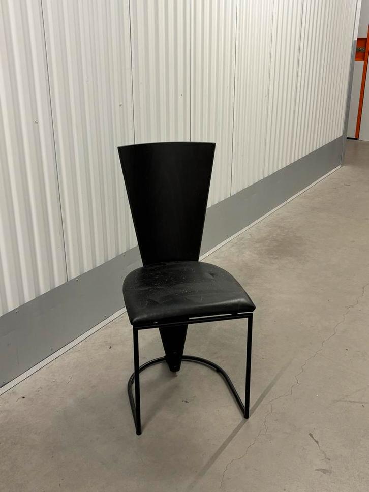 Vier Harvink stoelen, Huis en Inrichting, Stoelen, Gebruikt, Vier, Leer, Zwart, Ophalen