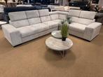 Hoekbank 325x255 Licht Beige Ribstof Direct/Leverbaar E-7184, Hout, Hoekbank, Ophalen of Verzenden, Mwonenenslapen