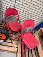 Rode Stalen Klapstoelen - Set van 2, Huis en Inrichting, Stoelen, Gebruikt, Twee, Ophalen of Verzenden, Metaal