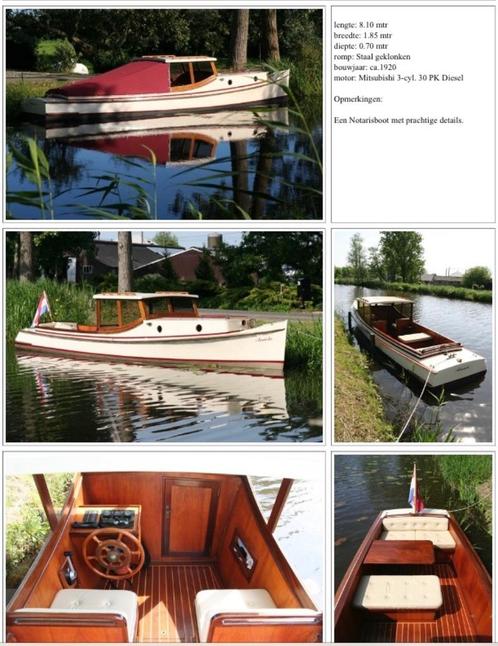 Notarisboot - klassieke boot, Watersport en Boten, Motorboten en Motorjachten, Zo goed als nieuw, Staal, 6 tot 9 meter, Diesel