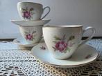 Grote koffie kop en schotels roos roosje, Ophalen of Verzenden