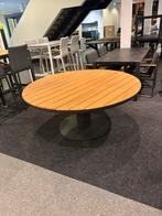 Teak tuintafel met aluminium onderstel, Tuin en Terras, Ophalen, Gebruikt, Rond, Teakhout