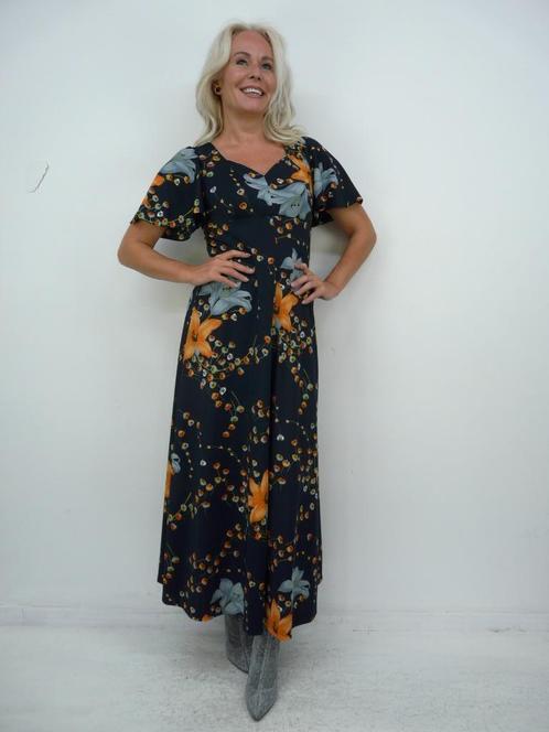 *Abfab Vintage Donkerblauwe 70's Maxi Jurk 40*, Kleding | Dames, Jurken, Zo goed als nieuw, Maat 38/40 (M), Blauw, Onder de knie
